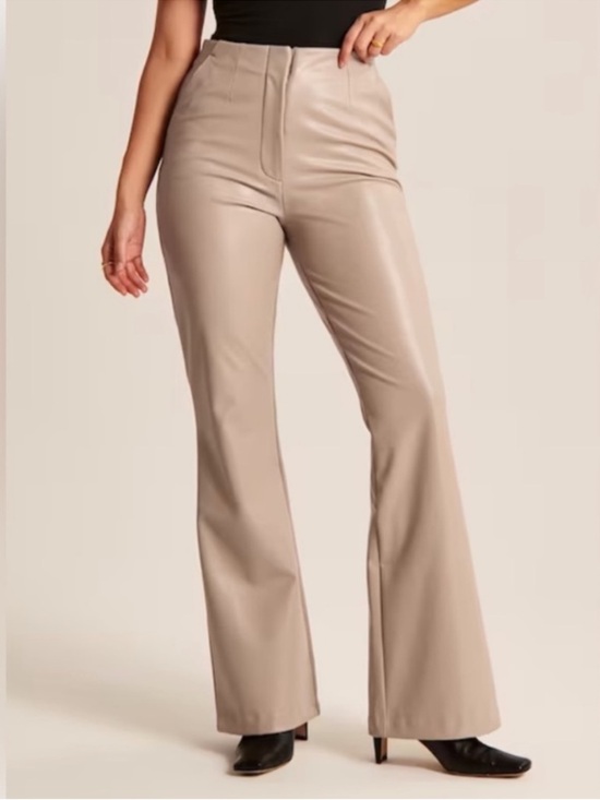 Abercrombie & Fitch Pants - Abercrombie Curve Love Faux Leather Slim Flare Pants Taupe Beige High Rise 28S